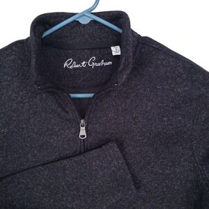 Robert‎ Graham Mens Kenwood Black 1/4 Zip Pullover Sweater Small Classic Fit